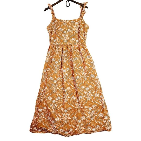 Mata Traders Dresses & Skirts - Mata Traders Orange Floral Maxi Sundress Straps Cotton Womens L